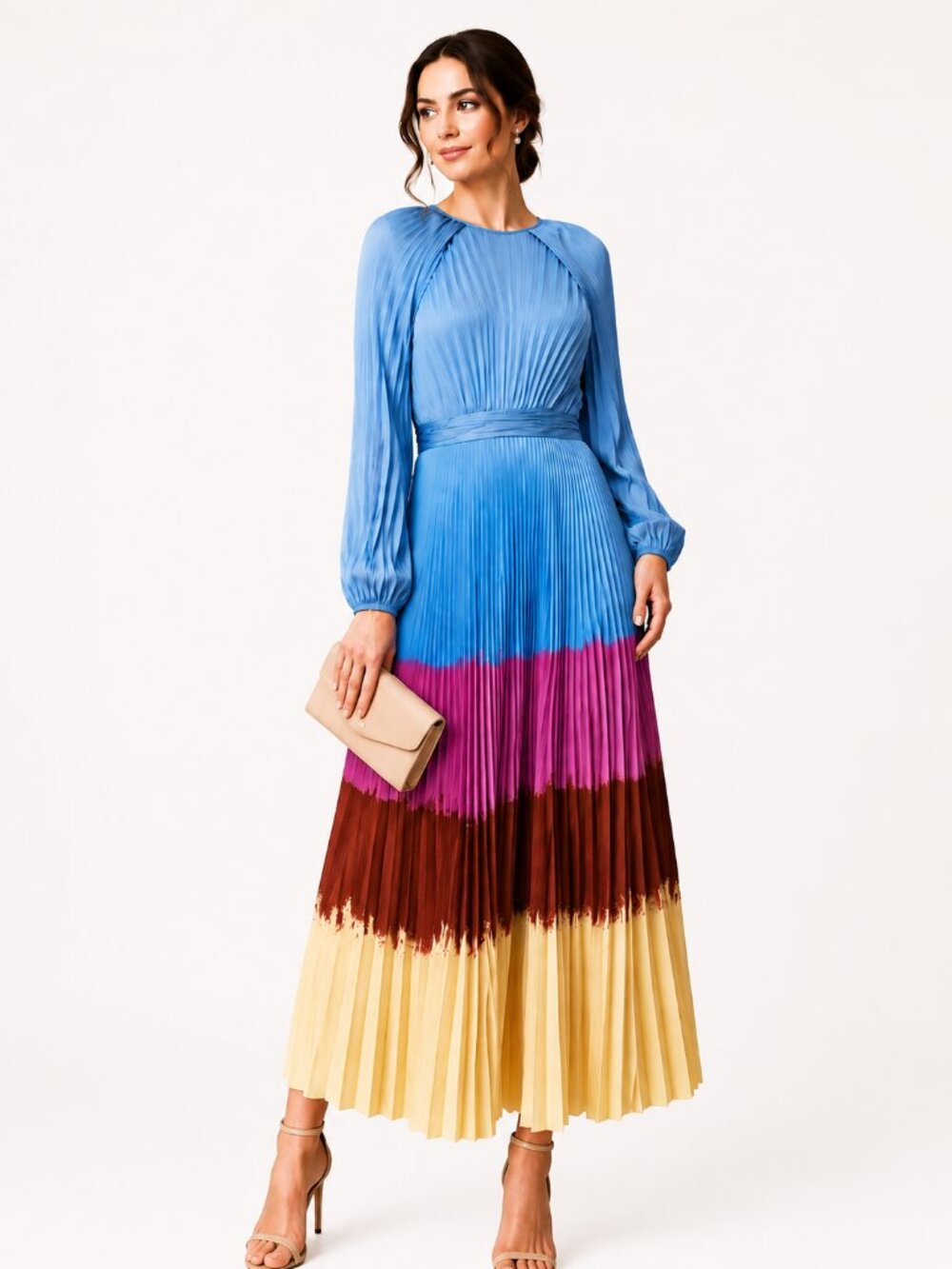 SIMKHAI Suzie Plissé Midi Dress Hydrangea Dip Dye Size 2 NWT